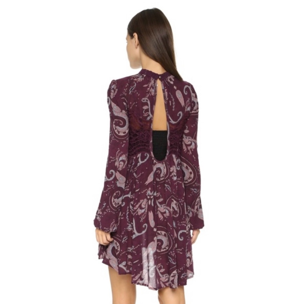 Free People Sweet Thing Paisley Tunic Dress - Wine Combo - Picture 2 of 6